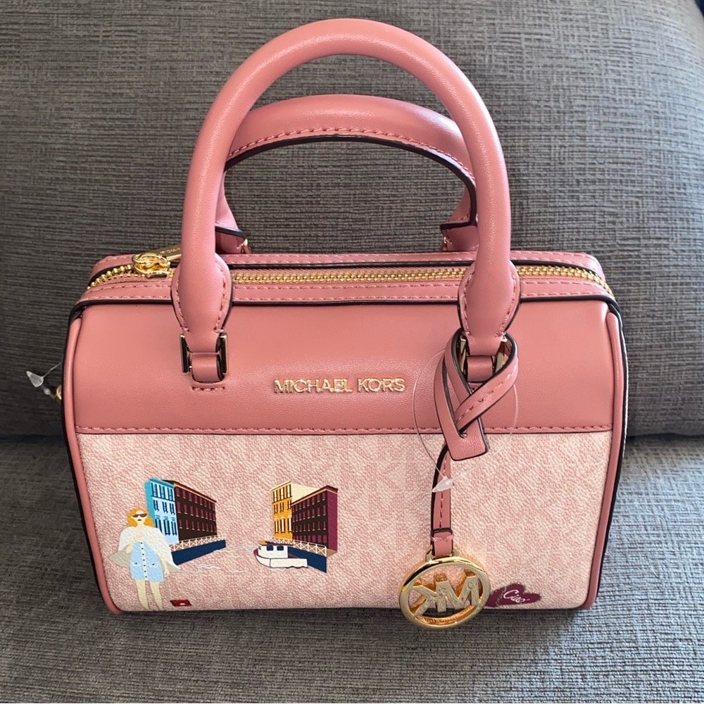 NWT Michael Kors Jet Set Girls Travel XS Duffle Crossbody Bag Powder Blush Pink